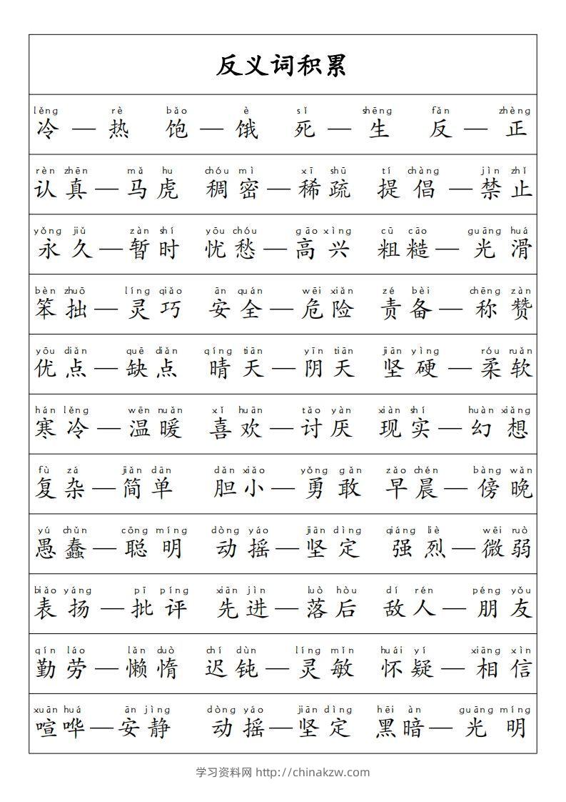 图片[3]-【重点必考词语积累】一上语文-学习资料站