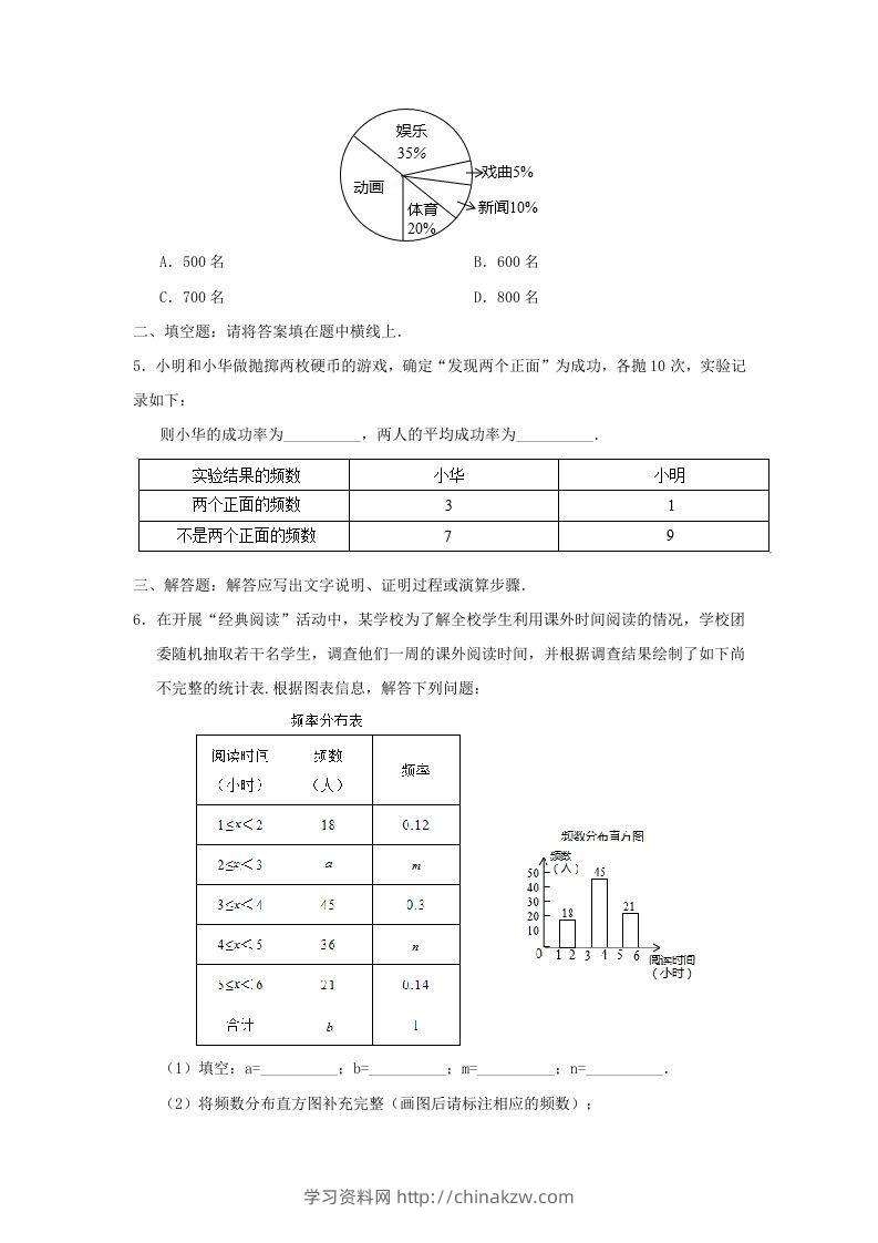 图片[2]-七年级下册数学第十章第三节试卷及答案人教版(Word版)-学习资料站
