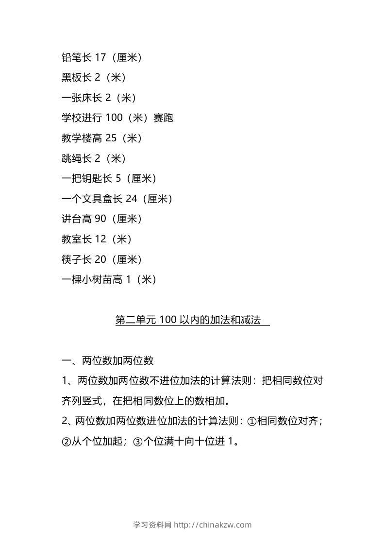 图片[2]-二上人教版数学重点知识点汇总预习-学习资料站