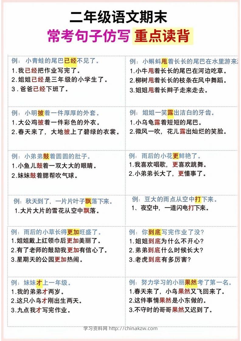 图片[2]-二年级上册语文期末句子仿写-学习资料站