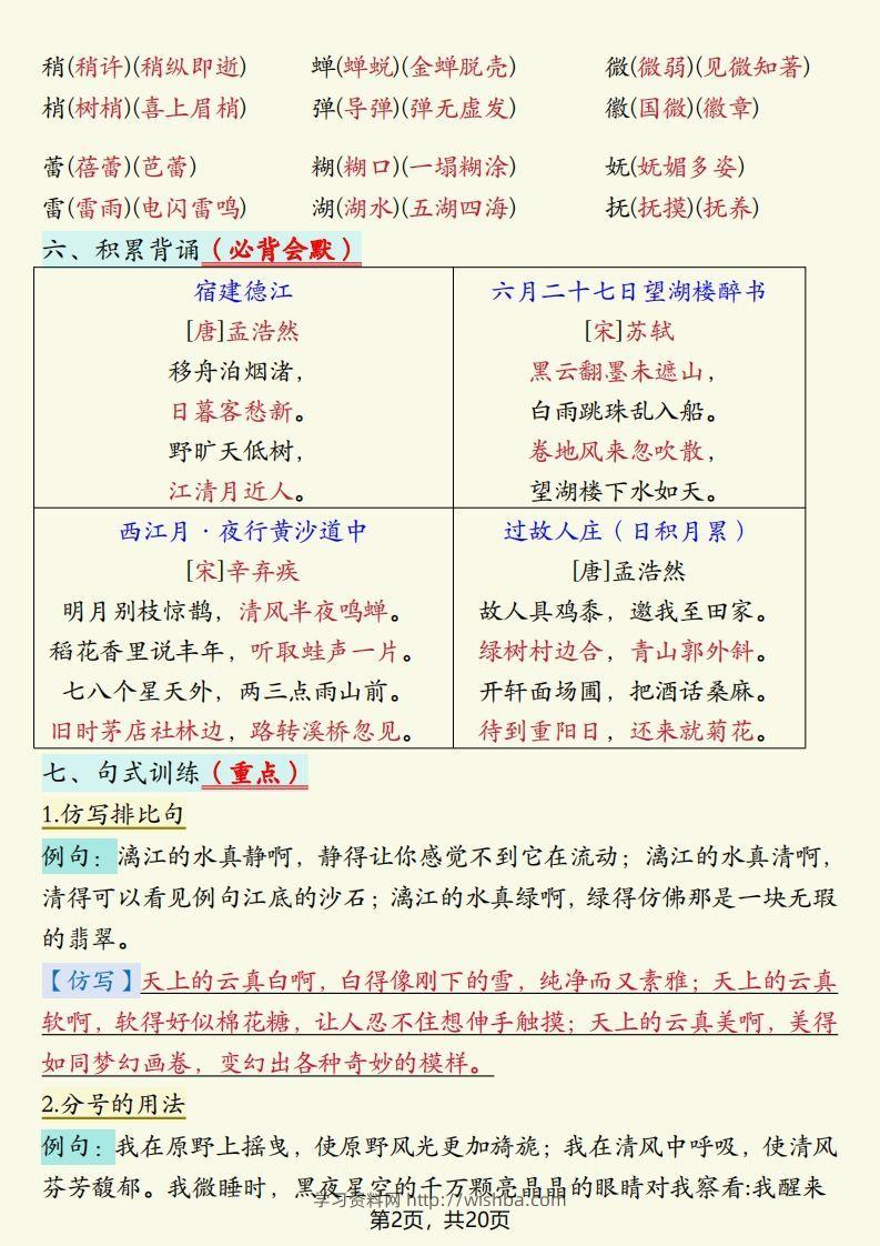 图片[2]-【期末重点考点单元梳理】六上语文-学习资料站