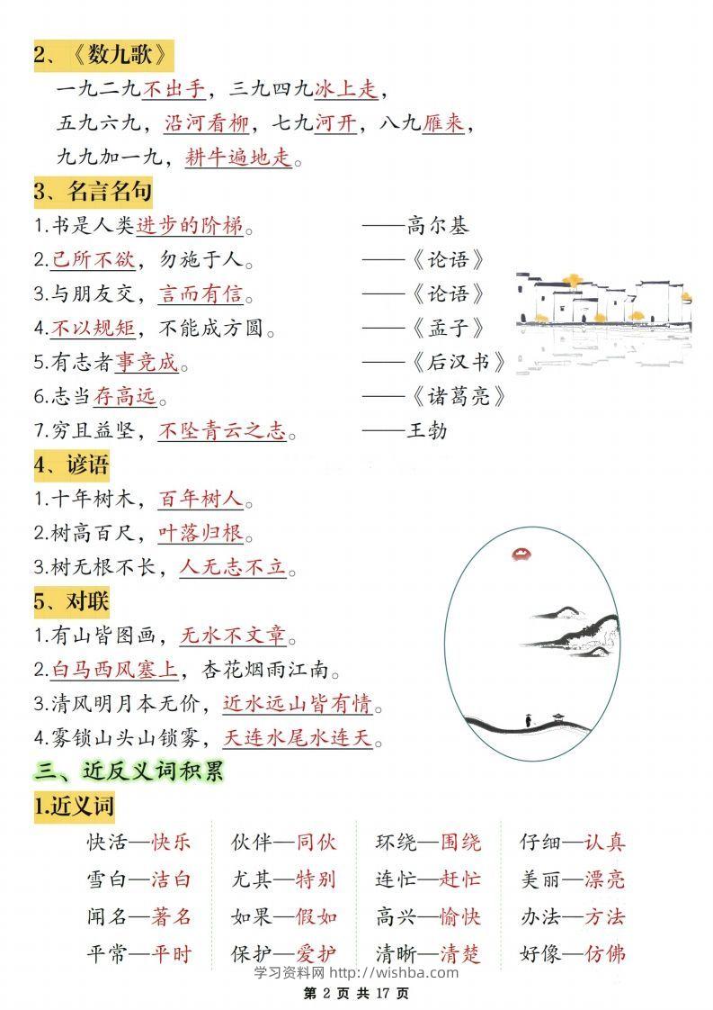 图片[2]-【期末复习必考知识点汇总17页】二上语文-学习资料站