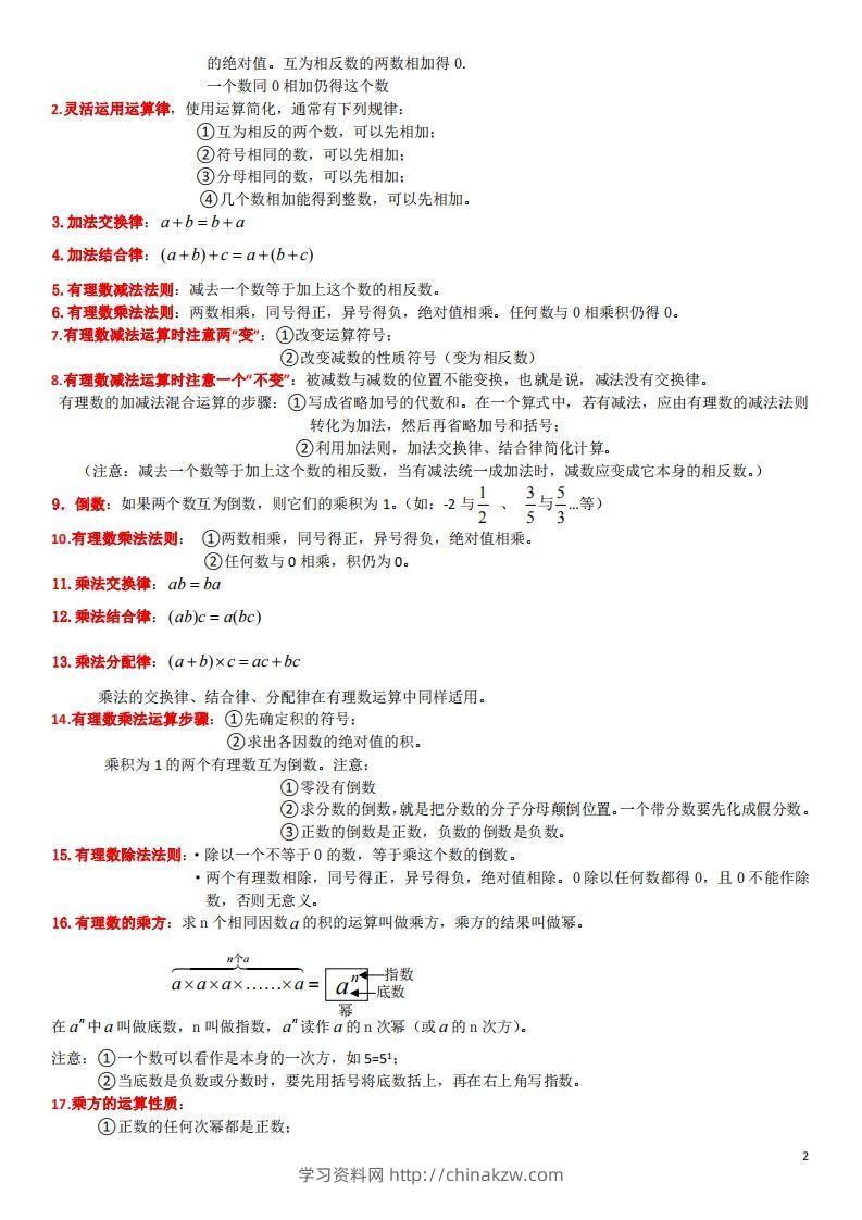 图片[2]-浙教版数学七年级上知识点总结-学习资料站