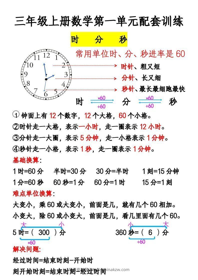 三年级上册《数学时分秒应用题》-学习资料站