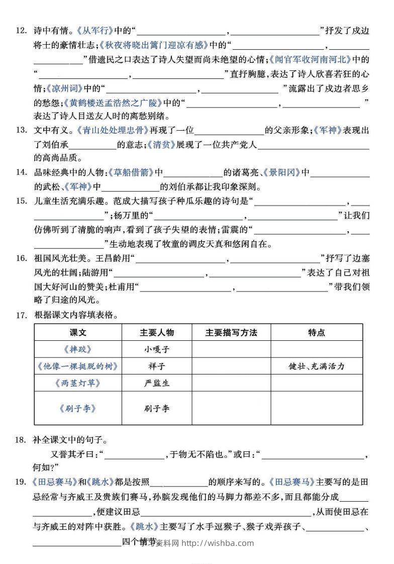 图片[2]-【背诵】【课文回顾与积累背诵专项训练】五下语文-学习资料站