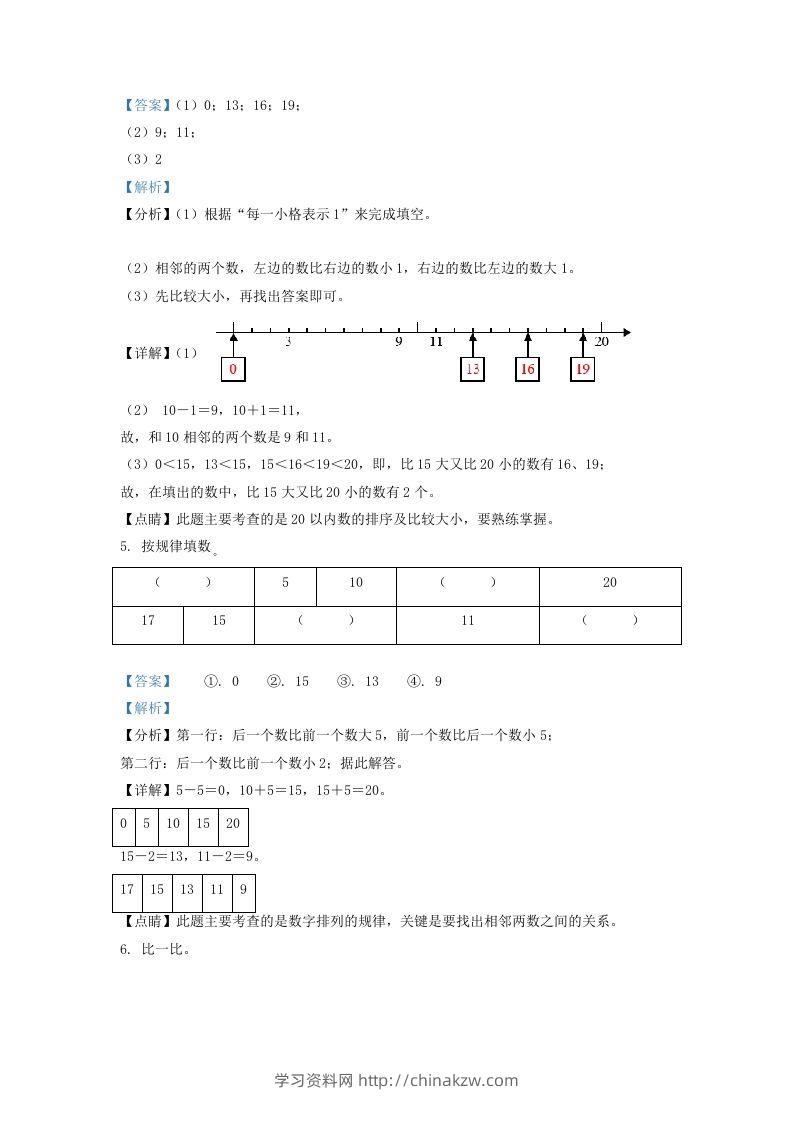 图片[2]-2020-2021学年江苏省南通市崇川区一年级上册数学期末试题及答案(Word版)-学习资料站