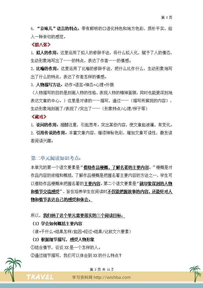 图片[2]-【阅读要素-阅读知识考点】六下语文-学习资料站