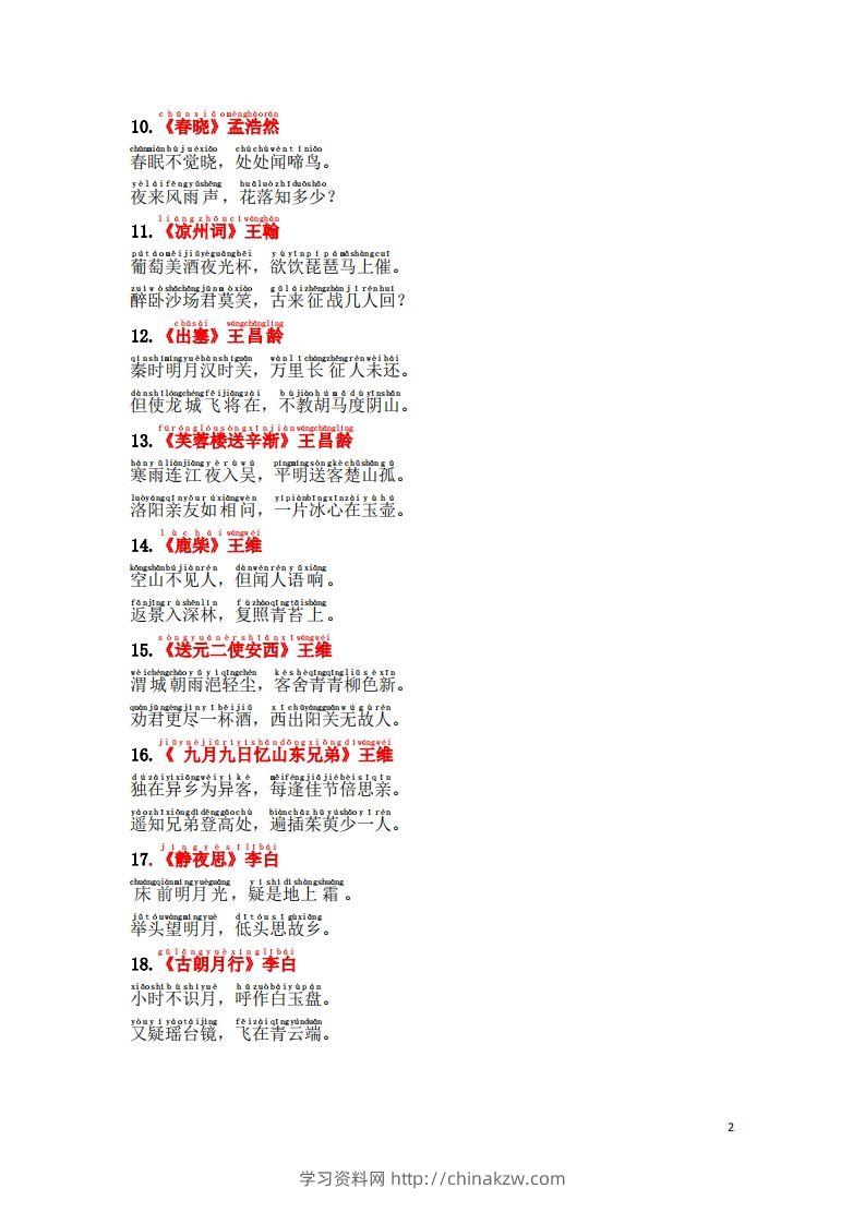 图片[2]-1.2《必背古诗词汇总》（注音版）-学习资料站