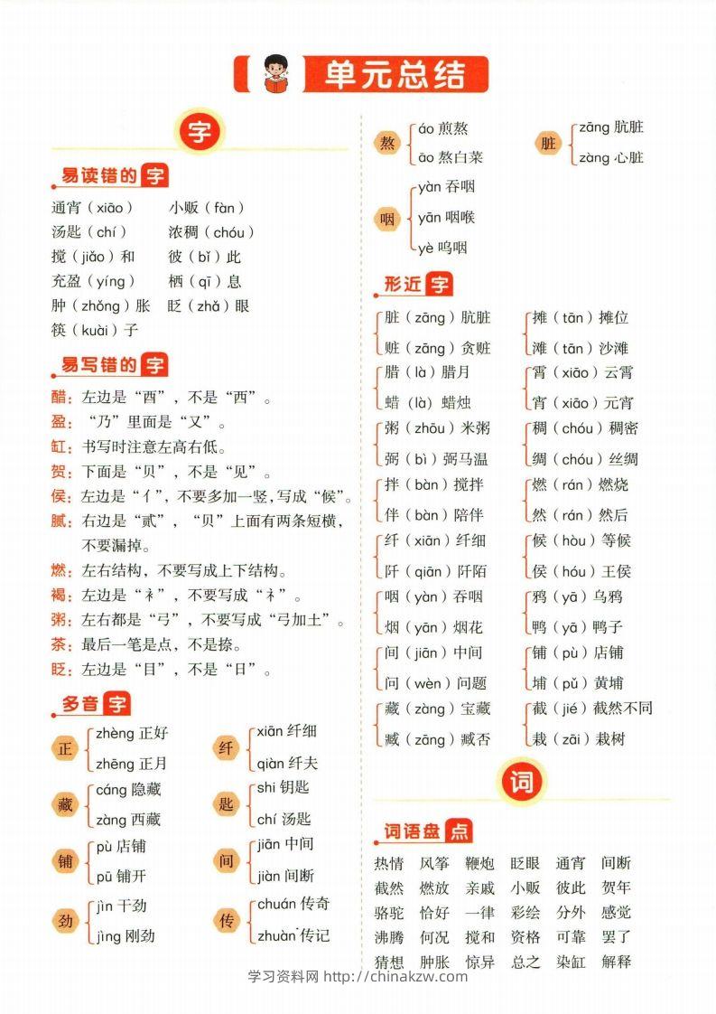 ❤六年级下册语文单元总结-学习资料站