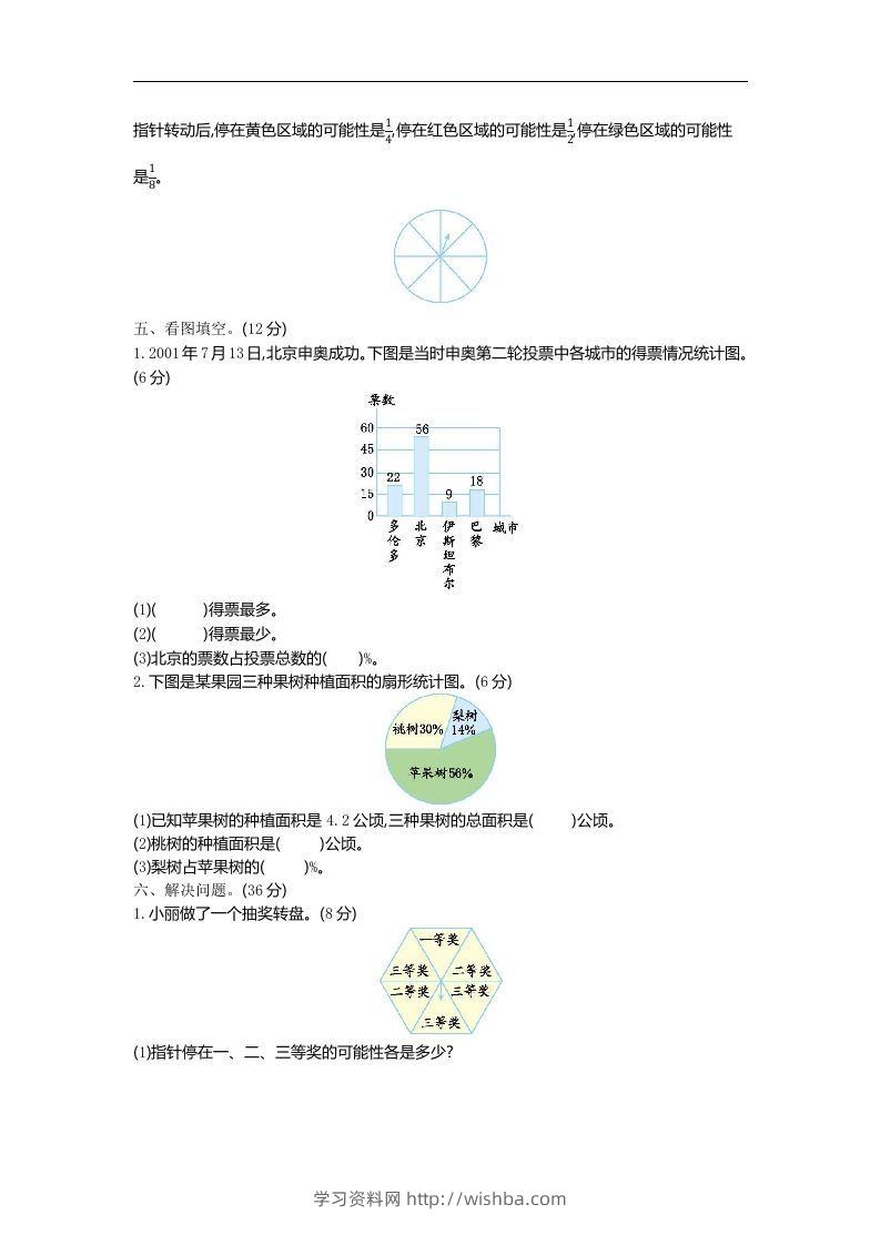 图片[2]-六下青岛63版数学期末统计与概率专项检测卷（1）-学习资料站