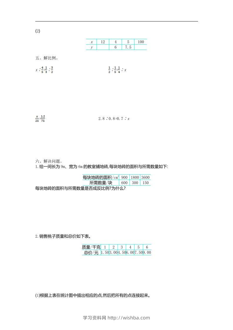 图片[2]-六下苏教版数学第六单元测试卷-1-学习资料站