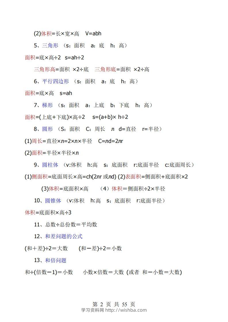 图片[2]-《小学六年级数学知识点归纳》六下数学【北师版】-学习资料站