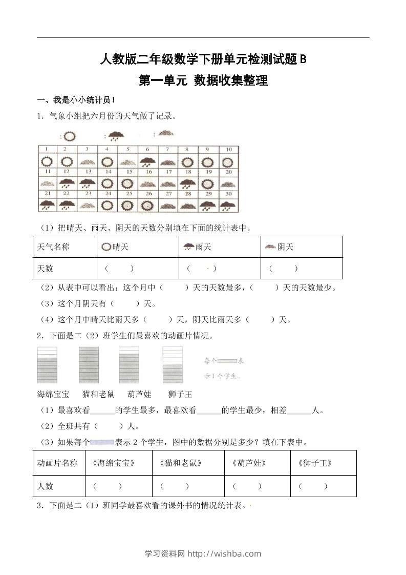 二年级下册数学试题-第一单元（含答案）人教-学习资料站