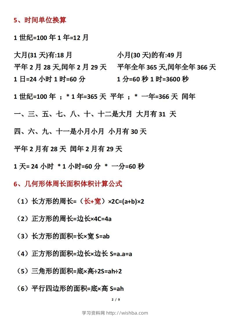 图片[2]-三年级数学下册必背公式大全-学习资料站