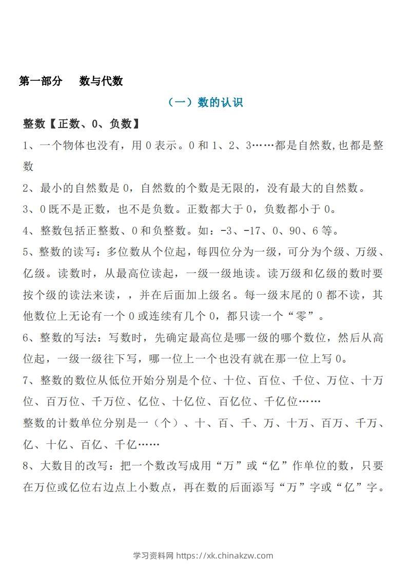 六下苏教版数学知识点汇总-学习资料站