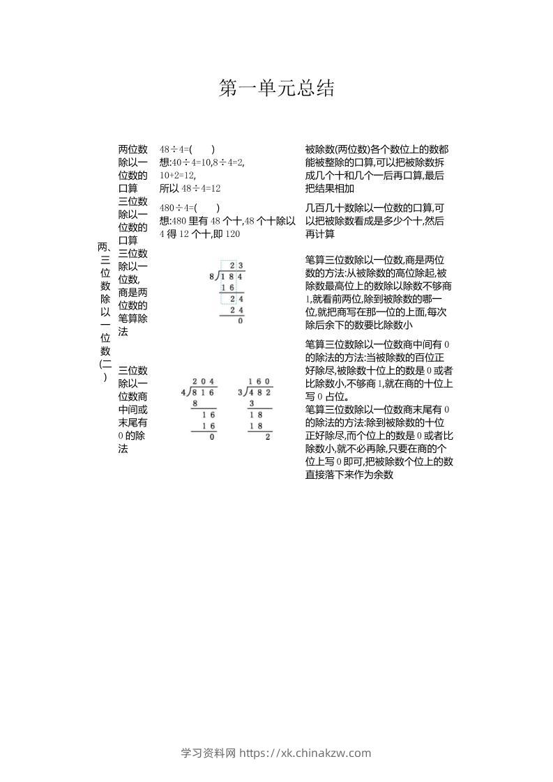 三下青岛版数学全册重点-学习资料站