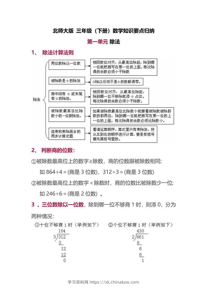 三下北师大数学汇总重点-1-学习资料站