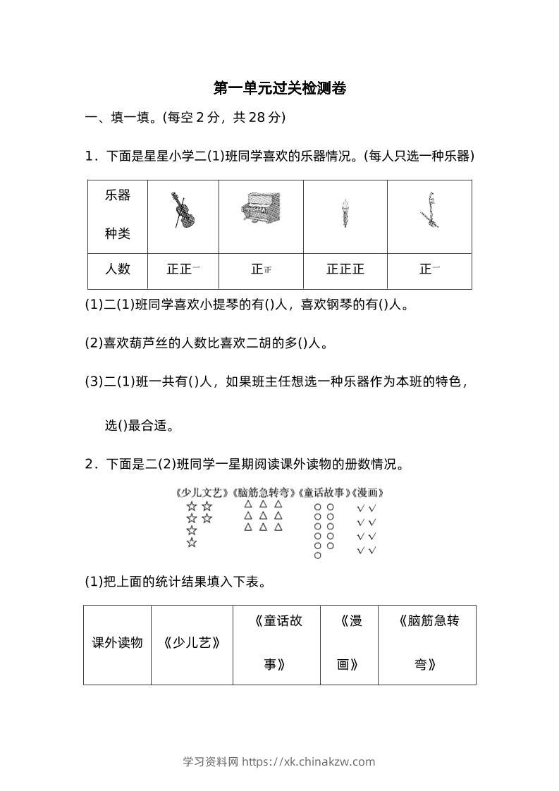 二下数学人教第一单元过关检测卷-学习资料站