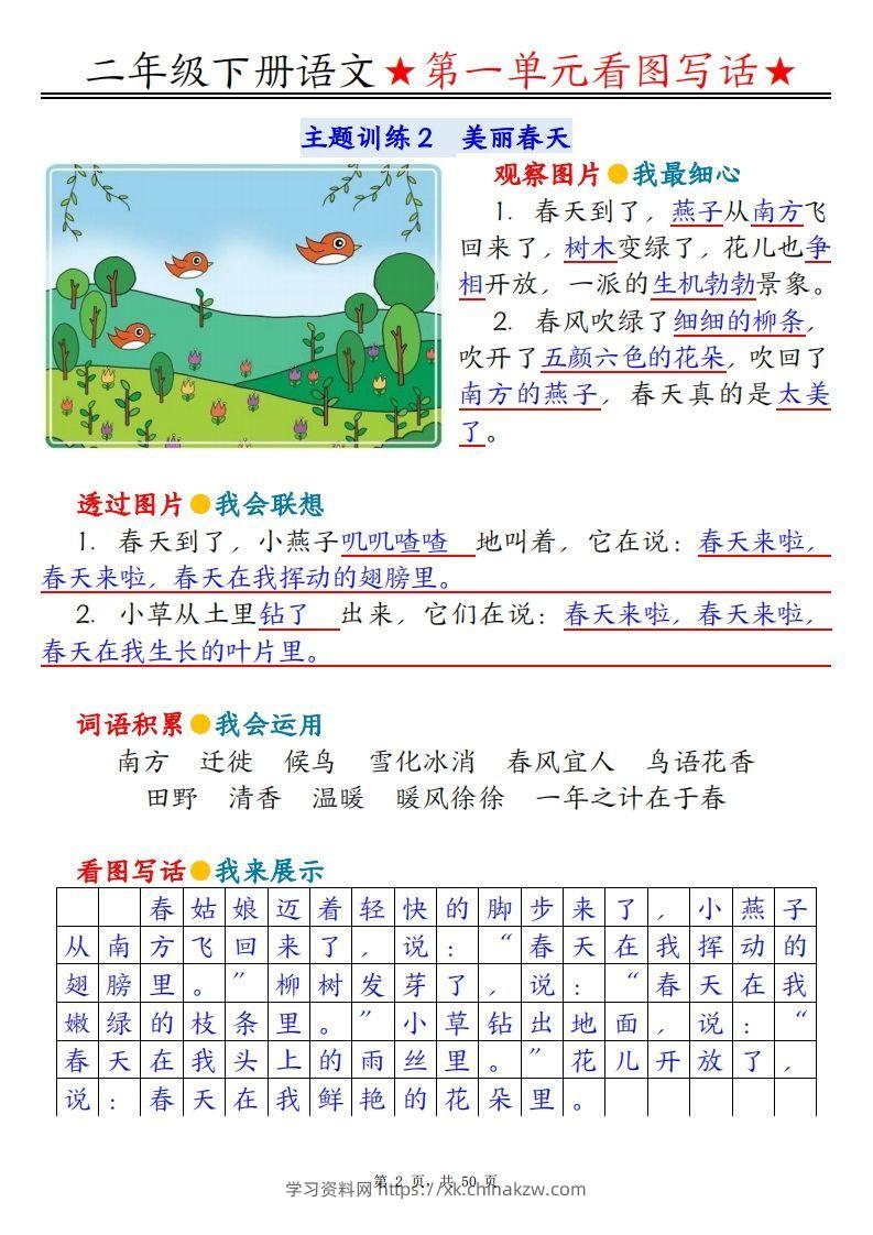 图片[2]-二下语文1-8单元看图写话指导与范文（范文+练习100页）-学习资料站