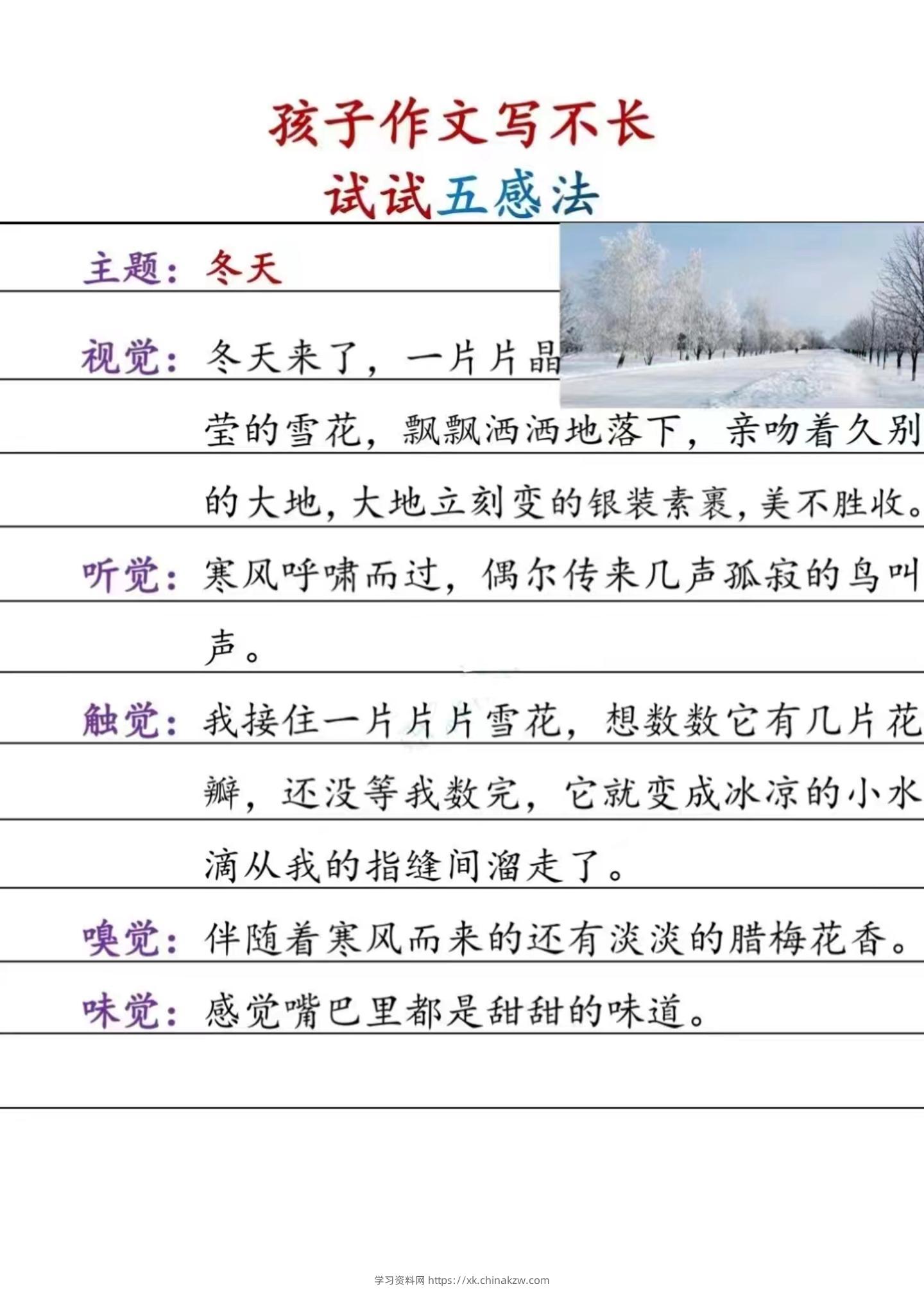 三上语文-扩句法和五感法-学习资料站